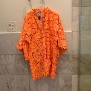 La Vie Stylehouse Orange 3D lace Caftan